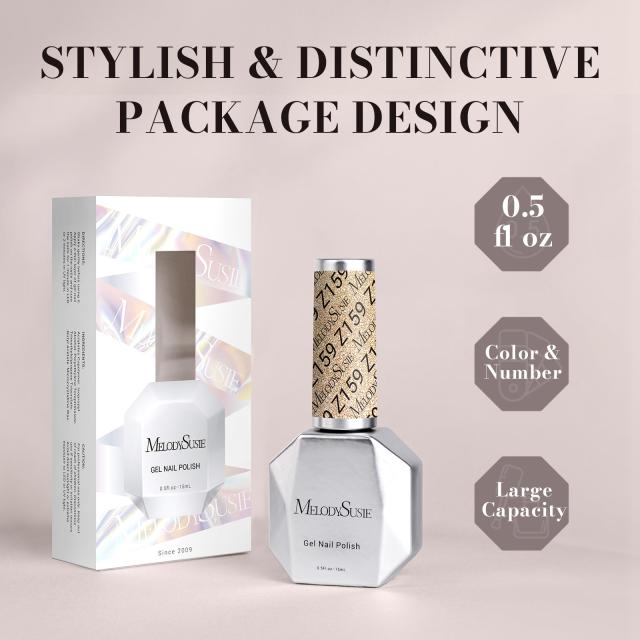 Z159 Champagne Glitter - TPO-Free Faster UV Curing Gel Nail Polish 0.5 fl oz/15ml