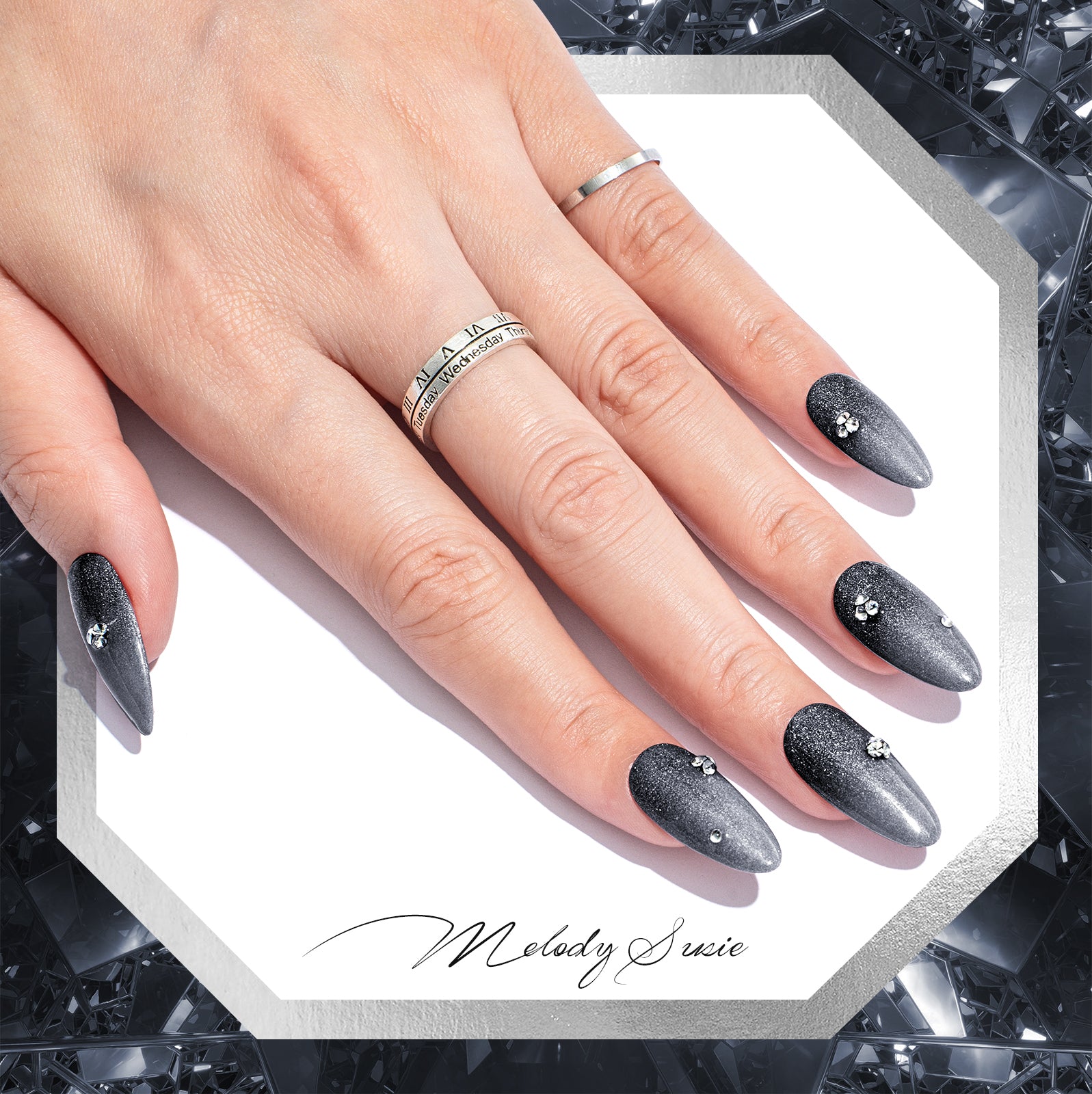 Z200 Black Gray Glitter - TPO-Free Thick Gel Nail Polish(15ml) - 图片2