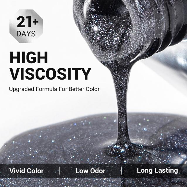 Z200 Black Gray Glitter - TPO-Free Thick Gel Nail Polish(15ml)