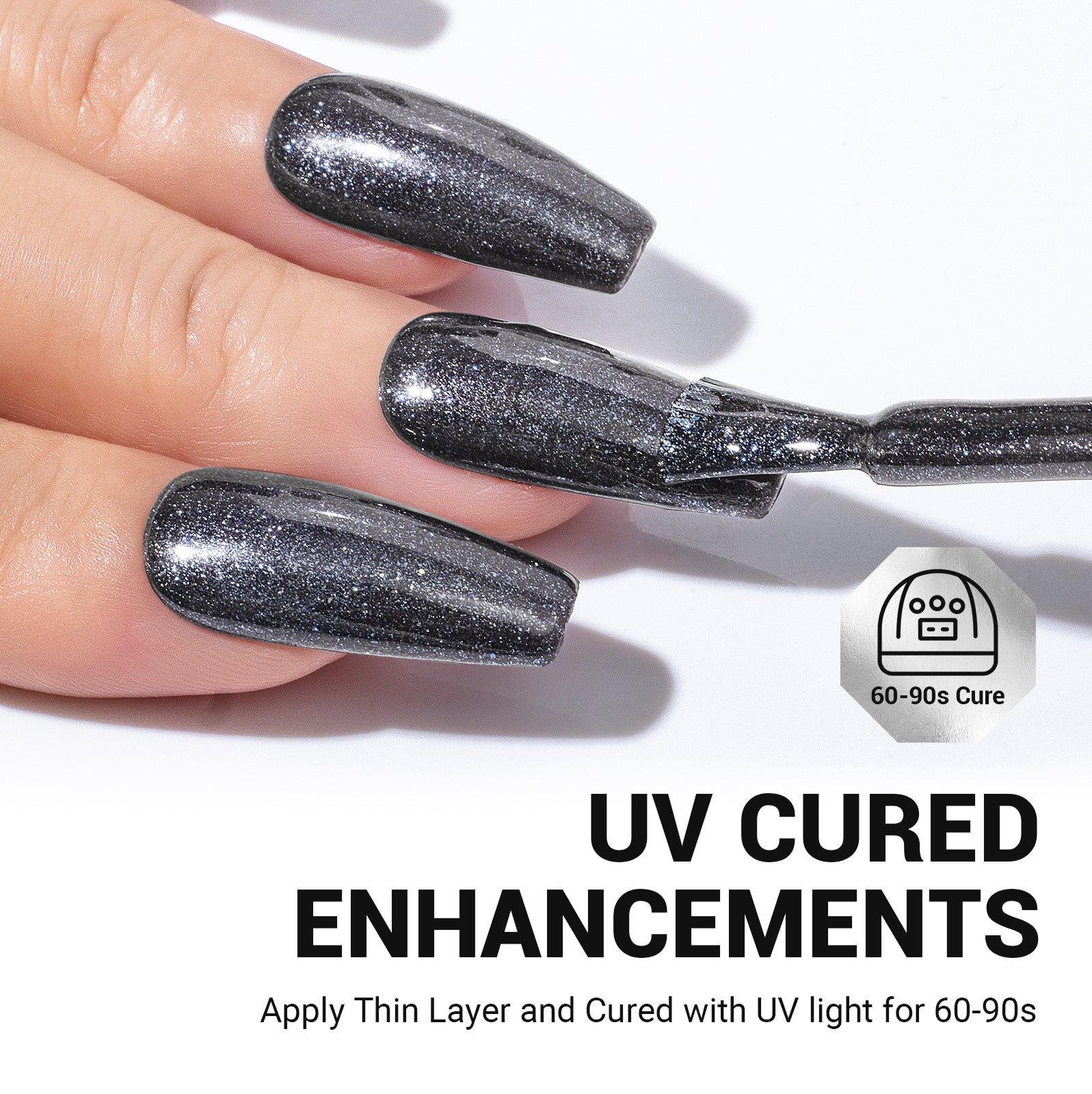 Z200 Black Gray Glitter - TPO-Free Thick Gel Nail Polish(15ml) - 图片5