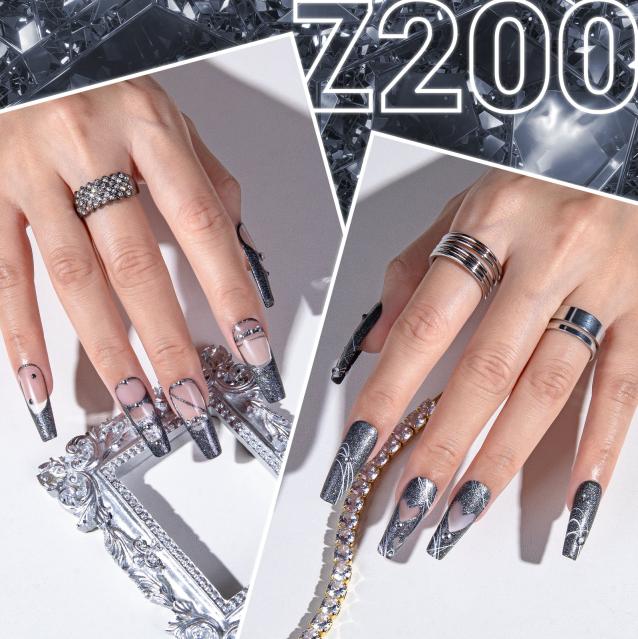 Z200 Black Gray Glitter - TPO-Free Thick Gel Nail Polish(15ml)
