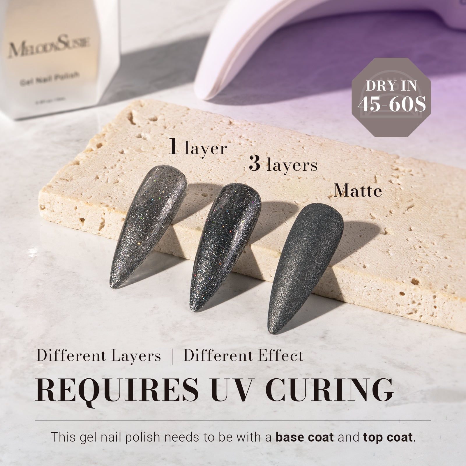 Z200 Galaxy  Black - TPO-Free Faster UV Curing Gel Nail Polish 0.5 fl oz/15ml - 图片3