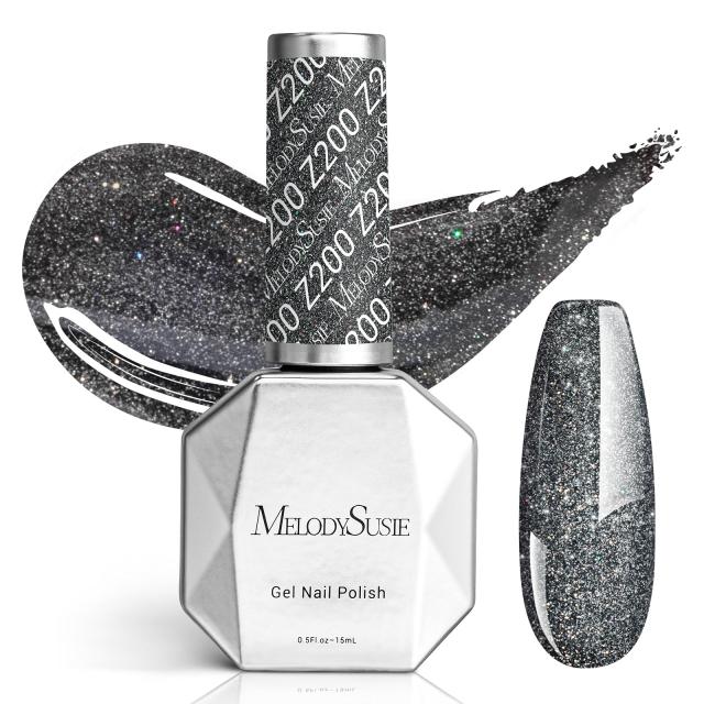 Z200 Galaxy  Black - TPO-Free Faster UV Curing Gel Nail Polish 0.5 fl oz/15ml
