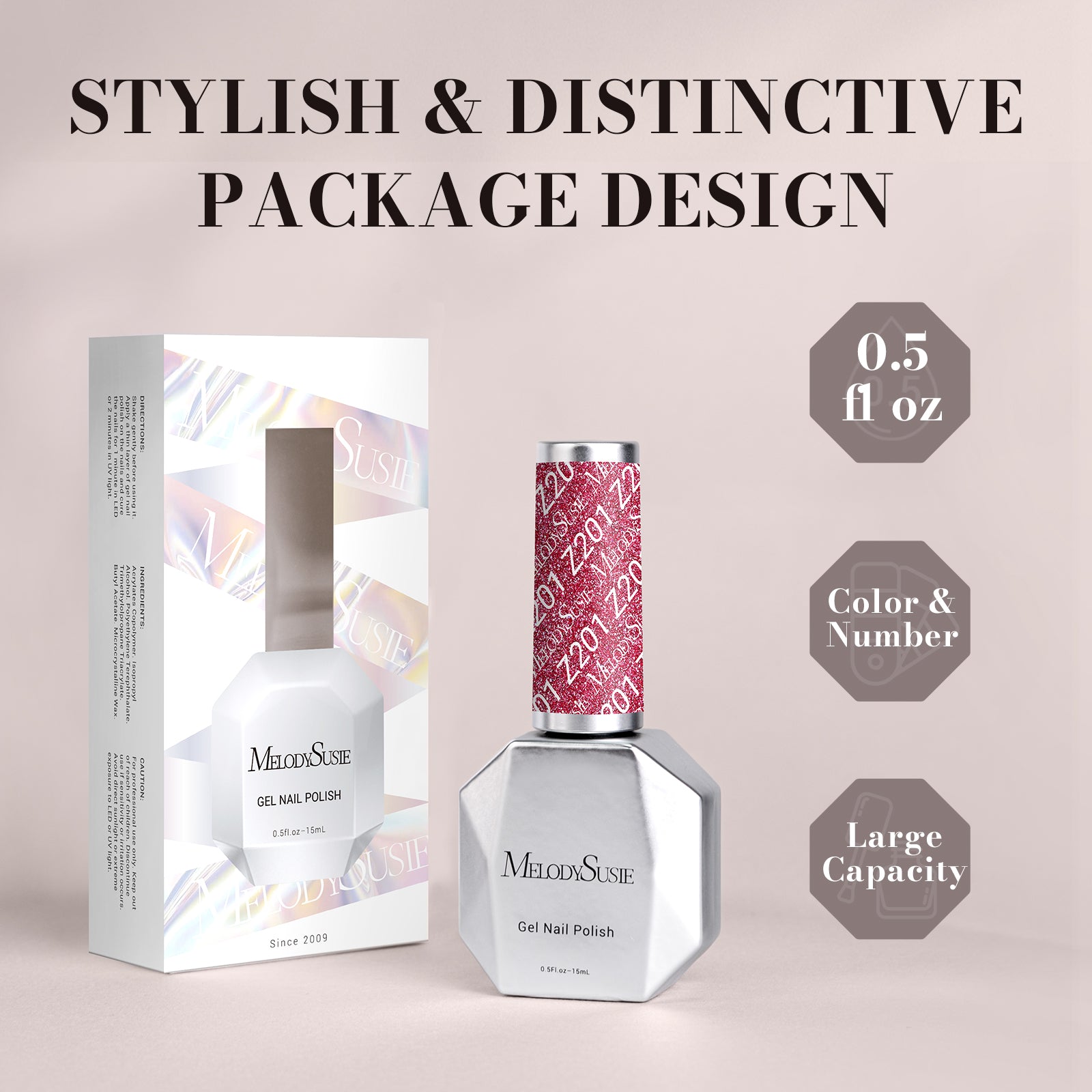 Z201 Glamour Pink  - TPO-Free Faster UV Curing Gel Nail Polish 0.5 fl oz/15ml - 图片5