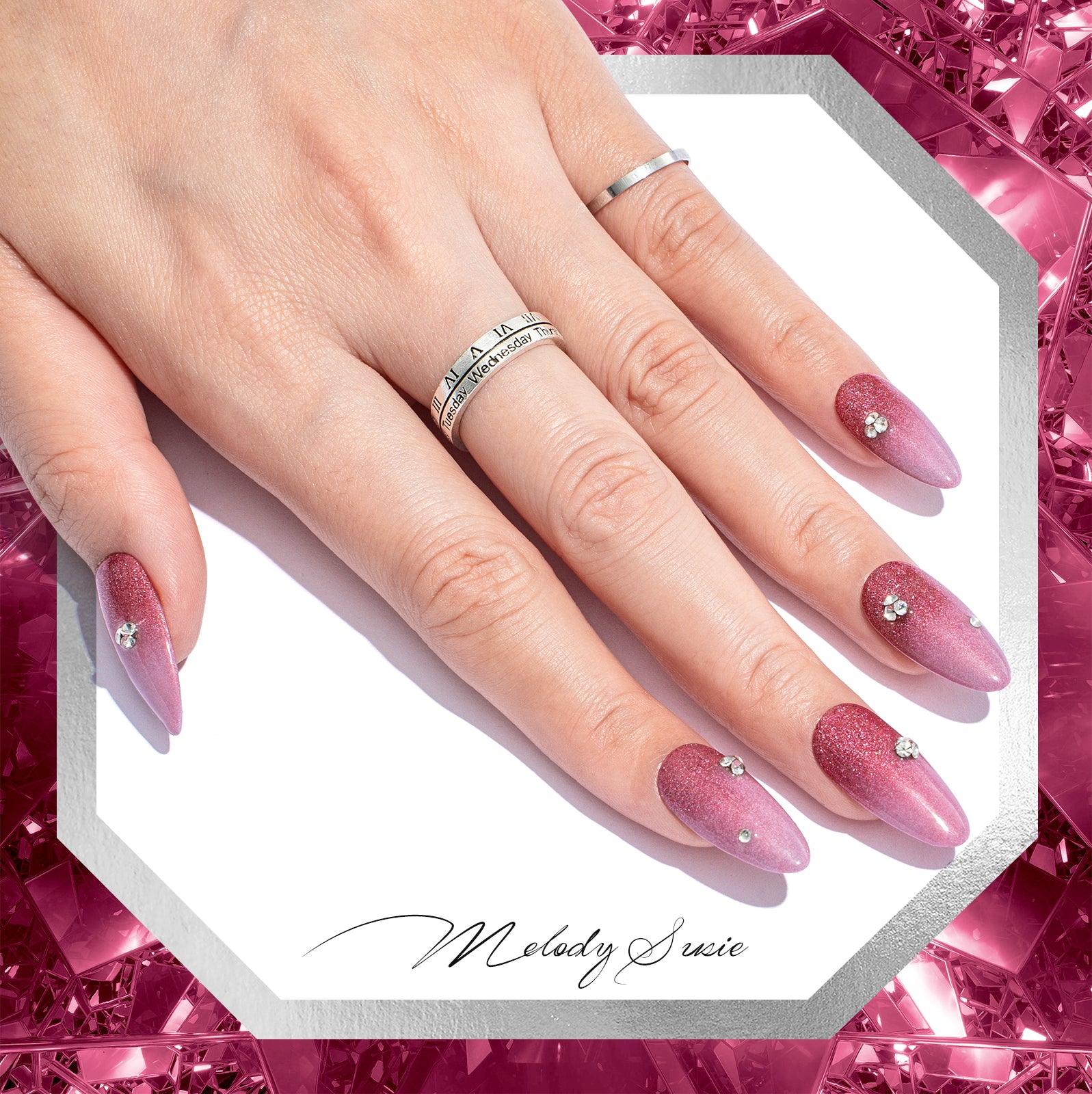 Z201 Strawberry Pink Glitter - TPO-Free Thick Gel Nail Polish(15ml) - 图片2