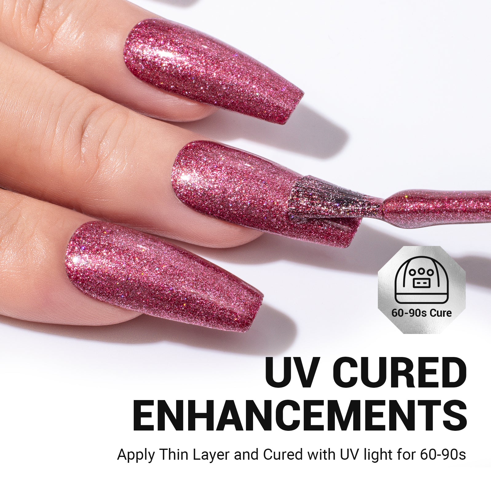 Z201 Strawberry Pink Glitter - TPO-Free Thick Gel Nail Polish(15ml) - 图片5