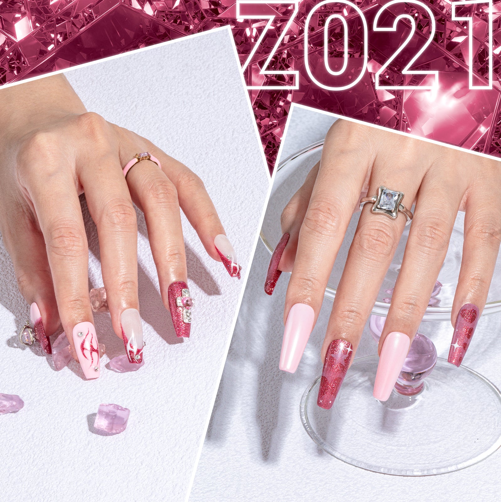 Z201 Strawberry Pink Glitter - TPO-Free Thick Gel Nail Polish(15ml) - 图片6