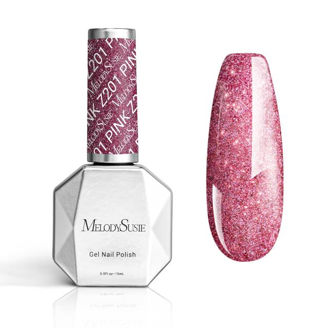 Z201 Strawberry Pink Glitter - TPO-Free Thick Gel Nail Polish(15ml)